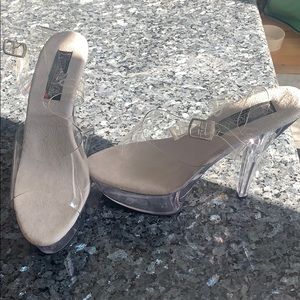 Clear platform heels